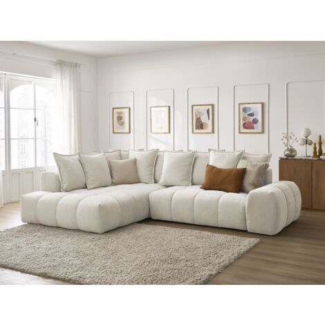 BOBOCHIC - Canapé d'angle L convertible coffre EVEREST tissu texturé Angle gauche Beige (1/5)