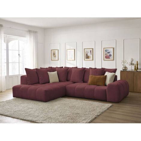 BOBOCHIC - Canapé d'angle L convertible coffre EVEREST tissu chiné Angle gauche Rouge (1/5)