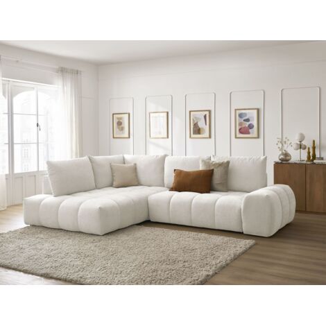 Bobochic – Canapé d'angle L convertible coffre 3 places tissu texturé déperlant – Longueur 320cm – Largeur 212cm – Fabrication Europe (1/5)
