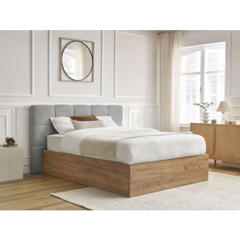 BOBOCHIC - Lit coffre KUMO tissu bouclette 140x190 Gris (1/5)