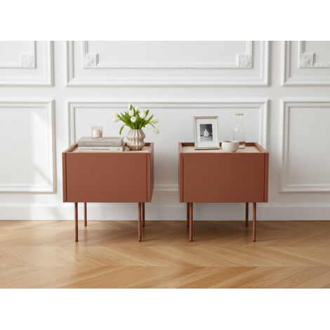 BOBOCHIC - Lot de 2 chevets 1 tiroir ATLAS Rouge (1/5)