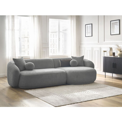 BOBOCHIC - Canapé d'angle fixe ASHLEY Angle droit Gris clair (1/5)