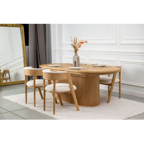 Bobochic – Table à manger extensible 210-270 cm – Ovale – Placage chêne massif – Accueille jusqu'à 10 couverts – Finition huilée