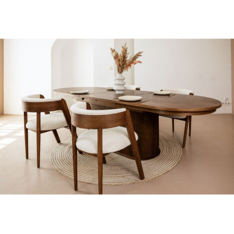 BOBOCHIC - Table à manger extensible 210 à 270 cm MALMOUSQUE placage chêne massif   Marron foncé