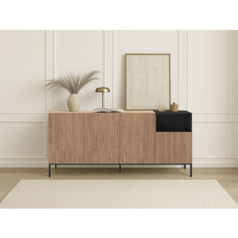 BOBOCHIC - Buffet 4 portes 1 niche 180 cm CECILIA effet chêne (1/5)