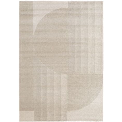 BOBOCHIC - Tapis poils ras IRENA motif abstrait 120x170 Beige
