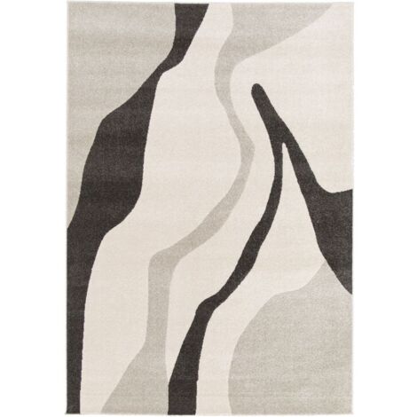 BOBOCHIC - Tapis poils ras ULYS motif abstrait  160x230 Gris