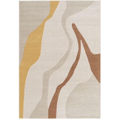 BOBOCHIC - Tapis poils ras ULYS motif abstrait 120x170 Beige