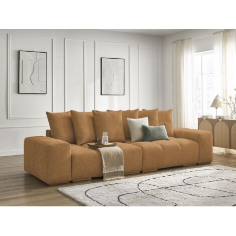 BOBOCHIC - Canapé droit convertible coffre ANAKIN tissu bouclette Jaune (1/5)