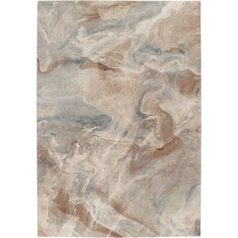 BOBOCHIC - Tapis poils ras RIVIERE motif abstrait 120x170 Bleu