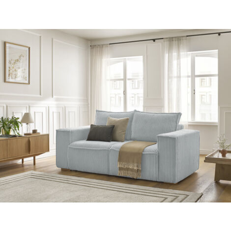 BOBOCHIC - Canapé droit convertible CHELSEA ouverture express gros côtelé doux 160x200 Gris clair (1/5)
