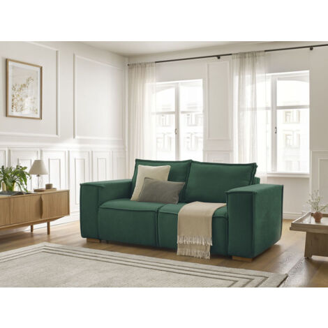 BOBOCHIC - Canapé droit convertible CHELSEA ouverture express tissu texturé 140x200 Vert (1/5)