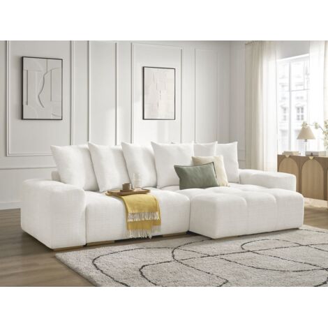 BOBOCHIC - Canapé d'angle réversible ANAKIN tissu texturé Réversible Blanc (1/5)
