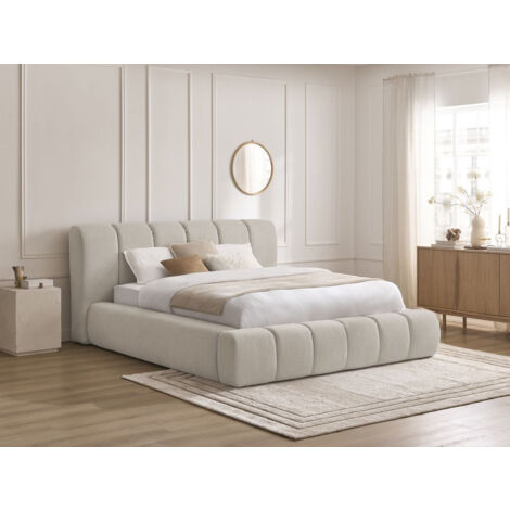 BOBOCHIC - Lit coffre DENALI tissu lisse 160x200 Beige (1/5)