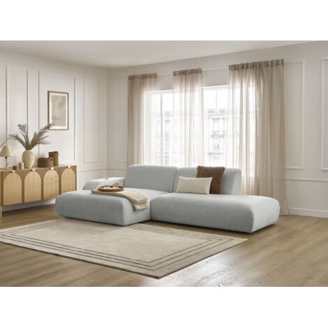 BOBOCHIC - Canapé d'angle fixe SIRIUS tissu texturé Angle gauche Gris clair (1/5)