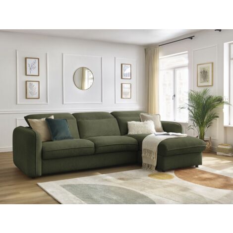BOBOCHIC - Canapé d'angle réversible convertible ouverture express coffre ACHILLE 160x200 Vert (1/5)