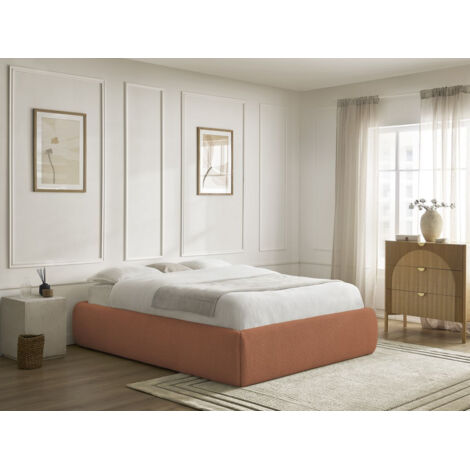 BOBOCHIC - Sommier coffre INERA tissu bouclette 180x200 Orange (1/5)