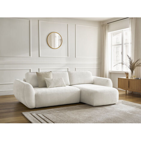 BOBOCHIC - Canapé d'angle convertible DENISE tissu texturé Angle droit Blanc (1/5)