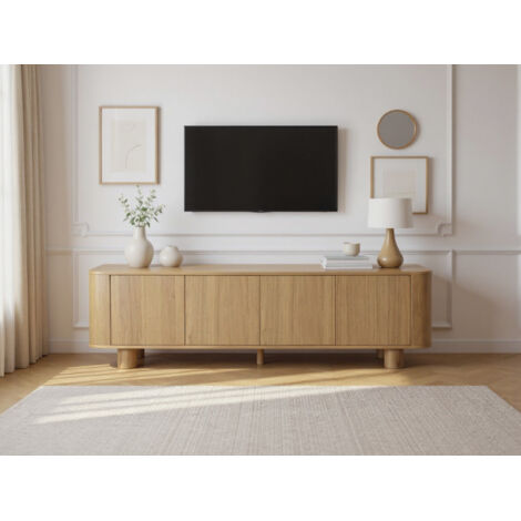 BOBOCHIC - Meuble TV 4 portes 180 cm MALO placage chêne massif (1/5)