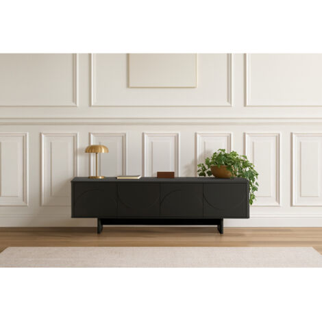 BOBOCHIC - Meuble TV 4 portes 180 cm ESTEBAN formes géométriques   Noir (1/4)
