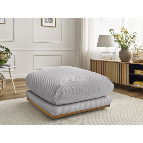 BOBOCHIC - Pouf ERNEST tissu velours côtelé Gris clair (1/5)