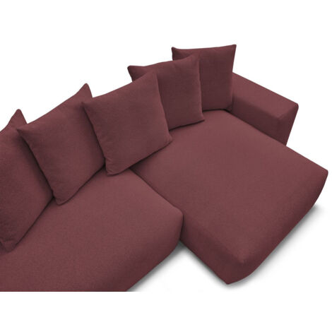 BOBOCHIC - Canapé d'angle convertible réversible coffre VOLTAIRE tissu chiné Rouge (1/5)