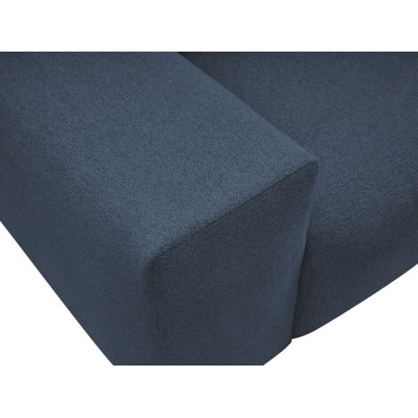 BOBOCHIC - Canapé d'angle fixe réversible VOLTAIRE tissu chiné avec pouf Bleu foncé (1/5)
