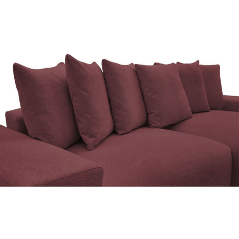 BOBOCHIC - Canapé d'angle réversible convertible coffre VOLTAIRE tissu chiné avec pouf   Rouge (1/5)