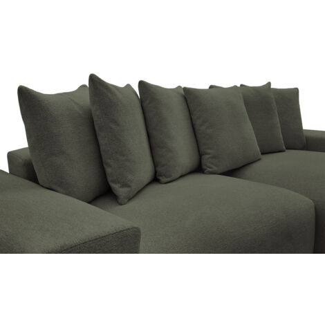 BOBOCHIC - Canapé d'angle fixe réversible VOLTAIRE tissu chiné Vert (1/5)