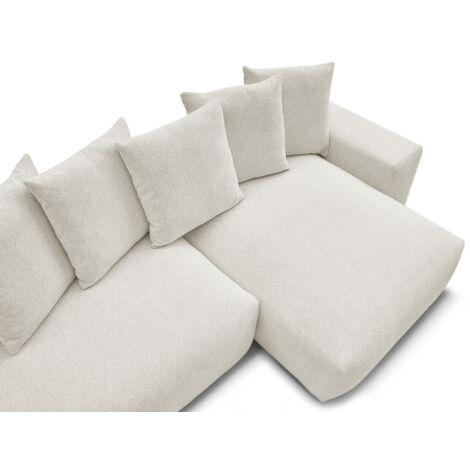BOBOCHIC - Canapé d'angle fixe réversible VOLTAIRE tissu chiné Blanc (1/5)