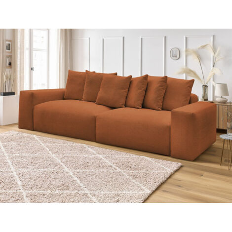 BOBOCHIC - Canapé droit fixe 4 places VOLTAIRE tissu chiné Orange (1/5)