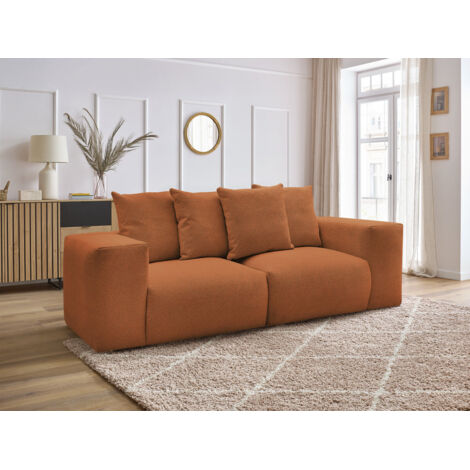 BOBOCHIC - Canapé droit fixe modulable VOLTAIRE tissu chiné Orange (1/5)
