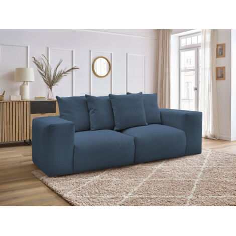 BOBOCHIC - Canapé droit fixe modulable VOLTAIRE tissu chiné   Bleu foncé (1/5)