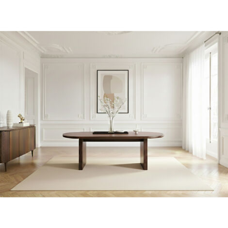 BOBOCHIC - Table à manger ovale 220 cm PABLO placage noyer Marron foncé (1/5)