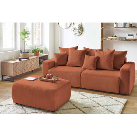 BOBOCHIC - Pouf ENVY velours côtelé Orange (1/5)