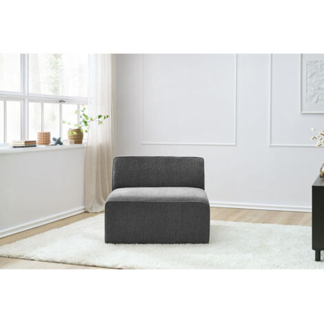 BOBOCHIC - Chauffeuse 1 place pour canapé modulable MEGEVE tissu texturé Gris foncé (1/5)
