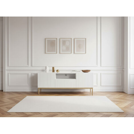 BOBOCHIC - Meuble TV 150 cm avec niche KASHA Pieds or Blanc (1/5)
