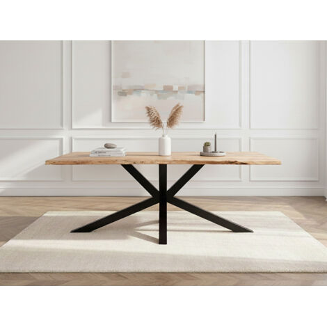 BOBOCHIC - Table à manger TWIST Bois d'acacia massif et pieds en métal noir 220x100 (1/5)