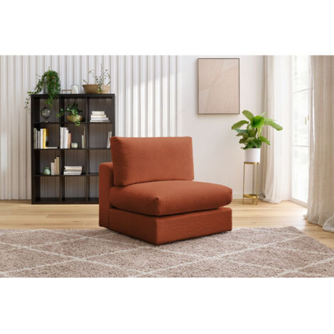 BOBOCHIC - Chauffeuse 1 place pour canapé modulable PARIS tissu bouclette Orange (1/5)