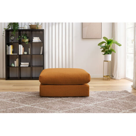 BOBOCHIC - Pouf ultra moelleux PARIS tissu bouclette Jaune (1/5)