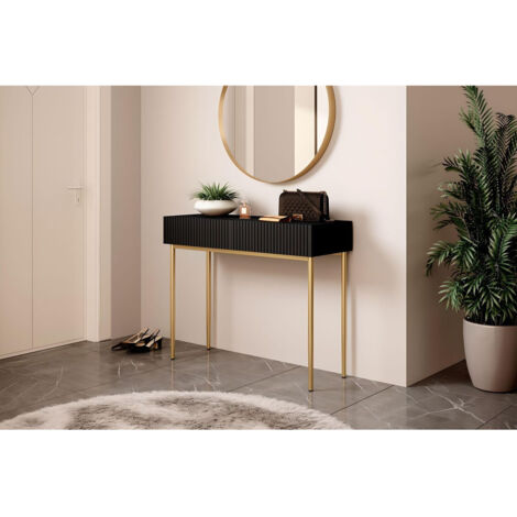 BOBOCHIC - Console 2 tiroirs KASHA Pieds or Noir