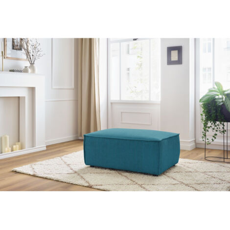 BOBOCHIC - Pouf compact NIHAD velours côtelé Bleu foncé (1/5)