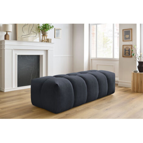 BOBOCHIC - Pouf MONT-BLANC velours Bleu foncé (1/5)