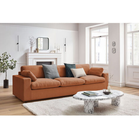 BOBOCHIC - Canapé droit fixe 4 places BELAIR Orange (1/5)