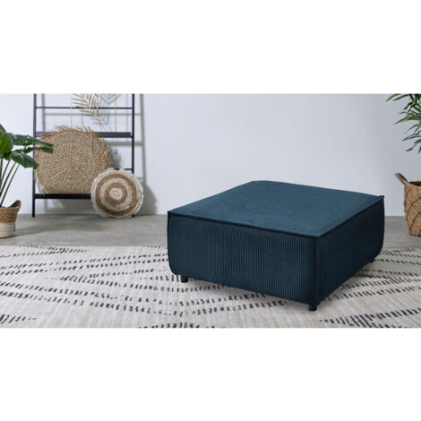 BOBOCHIC - Pouf pour canapé modulable NIHAD tissu velours côtelé Bleu foncé (1/3)