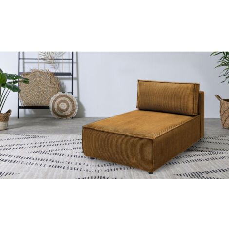 BOBOCHIC - Méridienne sans accoudoir pour canapé modulable NIHAD tissu velours côtelé Jaune (1/3)