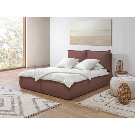 BOBOCHIC - Lit coffre GARANCE avec tête de lit effet oreiller 180x200 Rose (1/5)