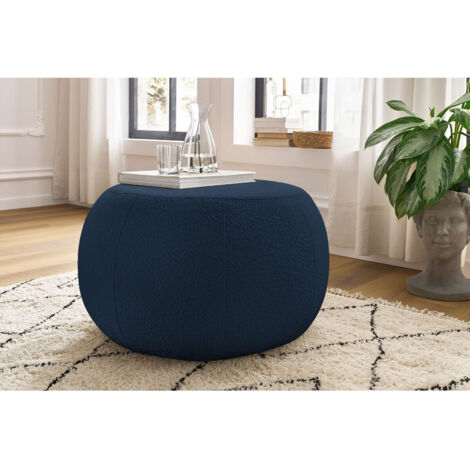 BOBOCHIC - Pouf ALESIA tissu bouclette Bleu foncé (1/5)