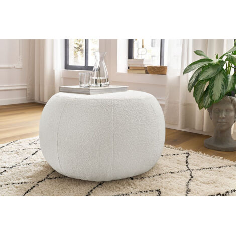 BOBOCHIC - Pouf ALESIA tissu bouclette   Blanc (1/5)