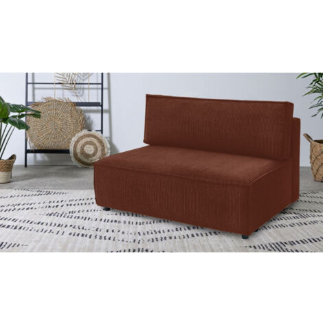 BOBOCHIC - Chauffeuse 2 places sans accoudoir pour canapé modulable NIHAD tissu velours côtelé Orange (1/3)